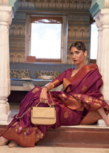 Load image into Gallery viewer, Jam Purple Copper Zari Woven Tussar Silk Saree