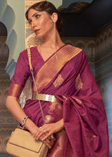 Load image into Gallery viewer, Jam Purple Copper Zari Woven Tussar Silk Saree