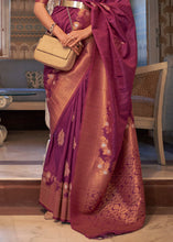 Load image into Gallery viewer, Jam Purple Copper Zari Woven Tussar Silk Saree