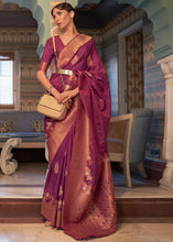 Load image into Gallery viewer, Jam Purple Copper Zari Woven Tussar Silk Saree