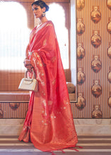 Load image into Gallery viewer, French Pink Copper Zari Woven Tussar Silk Saree