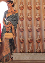 Load image into Gallery viewer, Anchor Grey Copper Zari Woven Tussar Silk Saree