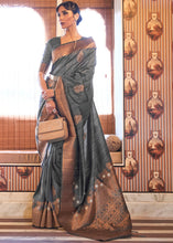 Load image into Gallery viewer, Anchor Grey Copper Zari Woven Tussar Silk Saree