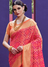 Cargar imagen en el visor de la galería, Strawberry Pink Woven Patola Silk Saree