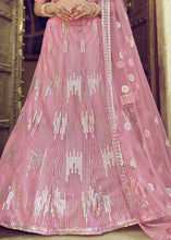 Cargar imagen en el visor de la galería, Taffy Pink Soft Net Lehenga Choli with Sequins work