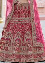 Laden Sie das Bild in den Galerie-Viewer, Cerise Pink Velvet Lehenga Choli Having Heavy Embroidery &amp; Hand work: Bridal Edition