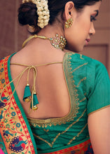 Cargar imagen en el visor de la galería, Hot Pink Woven Paithani Banarasi Silk Saree with Swarovski work &amp; Embroidered Blouse