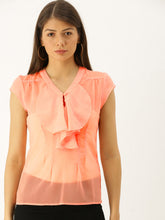 Load image into Gallery viewer, frill neck cap sleeve blouse
