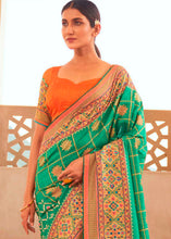 Load image into Gallery viewer, Jungle Green Patola Print Georgette Silk Saree