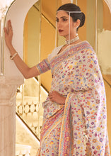 Load image into Gallery viewer, Ivory White Banarasi Jamawar Woven Silk Saree