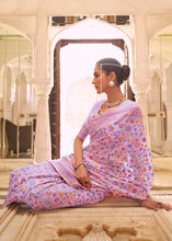 Load image into Gallery viewer, Bright Lilac Purple Banarasi Jamawar Woven Silk Saree