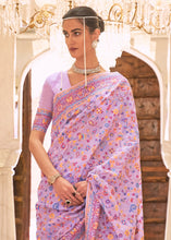 Load image into Gallery viewer, Bright Lilac Purple Banarasi Jamawar Woven Silk Saree