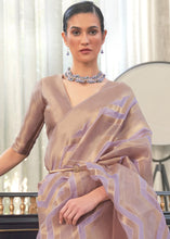 Load image into Gallery viewer, Moderate Purple Lehariya Handloom Weaving Organza Silk Saree