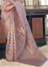 Load image into Gallery viewer, Moderate Purple Lehariya Handloom Weaving Organza Silk Saree