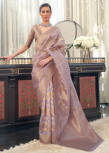 Load image into Gallery viewer, Moderate Purple Lehariya Handloom Weaving Organza Silk Saree