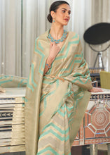 Load image into Gallery viewer, Blue &amp; Golden Lehariya Handloom Weaving Organza Silk Saree