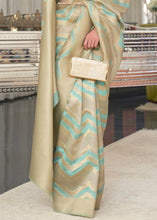 Load image into Gallery viewer, Blue &amp; Golden Lehariya Handloom Weaving Organza Silk Saree
