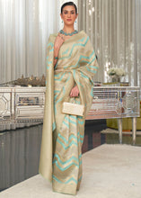 Load image into Gallery viewer, Blue &amp; Golden Lehariya Handloom Weaving Organza Silk Saree