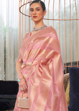 Load image into Gallery viewer, Shades Of Pink Lehariya Handloom Weaving Organza Silk Saree