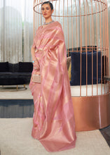 Load image into Gallery viewer, Shades Of Pink Lehariya Handloom Weaving Organza Silk Saree