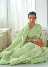 Load image into Gallery viewer, Shades Of Green Lucknowi Chikankari Weaving Silk Saree