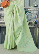 Load image into Gallery viewer, Shades Of Green Lucknowi Chikankari Weaving Silk Saree