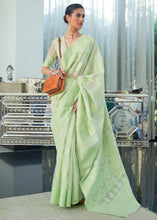 Load image into Gallery viewer, Shades Of Green Lucknowi Chikankari Weaving Silk Saree