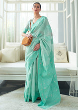 Load image into Gallery viewer, Shades Of Blue Lucknowi Chikankari Weaving Silk Saree