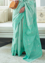 Load image into Gallery viewer, Shades Of Blue Lucknowi Chikankari Weaving Silk Saree