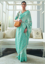 Load image into Gallery viewer, Shades Of Blue Lucknowi Chikankari Weaving Silk Saree