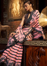 Load image into Gallery viewer, Mauvelous Pink Designer Satin Crepe Printed Saree