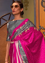 Load image into Gallery viewer, Hot Pink Designer Satin Crepe Printed Saree