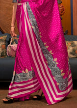Load image into Gallery viewer, Hot Pink Designer Satin Crepe Printed Saree