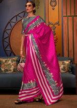 Load image into Gallery viewer, Hot Pink Designer Satin Crepe Printed Saree