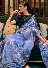 Load image into Gallery viewer, Steel Blue Designer Satin Crepe Printed Saree : Top Pick