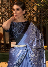 Load image into Gallery viewer, Steel Blue Designer Satin Crepe Printed Saree : Top Pick