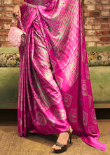 Load image into Gallery viewer, Magenta Pink Designer Satin Crepe Printed Saree : Top Pick