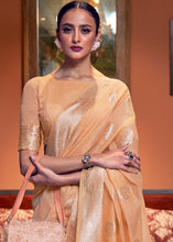 Load image into Gallery viewer, Melon Orange Woven Linen Silk Saree