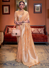 Load image into Gallery viewer, Melon Orange Woven Linen Silk Saree
