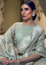 Load image into Gallery viewer, Rhino Grey Woven Linen Silk Saree