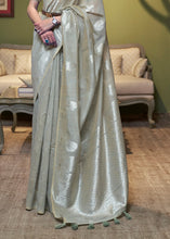 Load image into Gallery viewer, Rhino Grey Woven Linen Silk Saree
