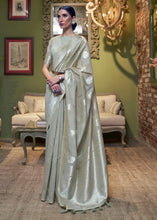Load image into Gallery viewer, Rhino Grey Woven Linen Silk Saree