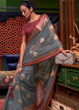 Load image into Gallery viewer, Jay Blue &amp; Pink Two Tone Organza Silk Saree
