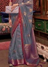 Load image into Gallery viewer, Jay Blue &amp; Pink Two Tone Organza Silk Saree