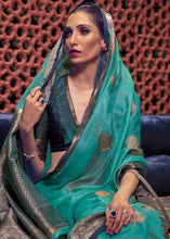 Load image into Gallery viewer, Teal Blue Two Tone Organza Silk Saree