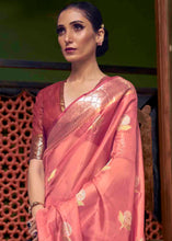 Load image into Gallery viewer, Salmon Pink Two Tone Organza Silk Saree