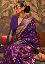 Load image into Gallery viewer, Lollipop Purple Woven Floral Banarasi Silk Saree