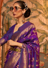 Load image into Gallery viewer, Lollipop Purple Woven Floral Banarasi Silk Saree