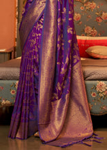 Load image into Gallery viewer, Lollipop Purple Woven Floral Banarasi Silk Saree