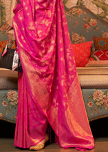 Load image into Gallery viewer, Magenta Pink Woven Floral Banarasi Silk Saree